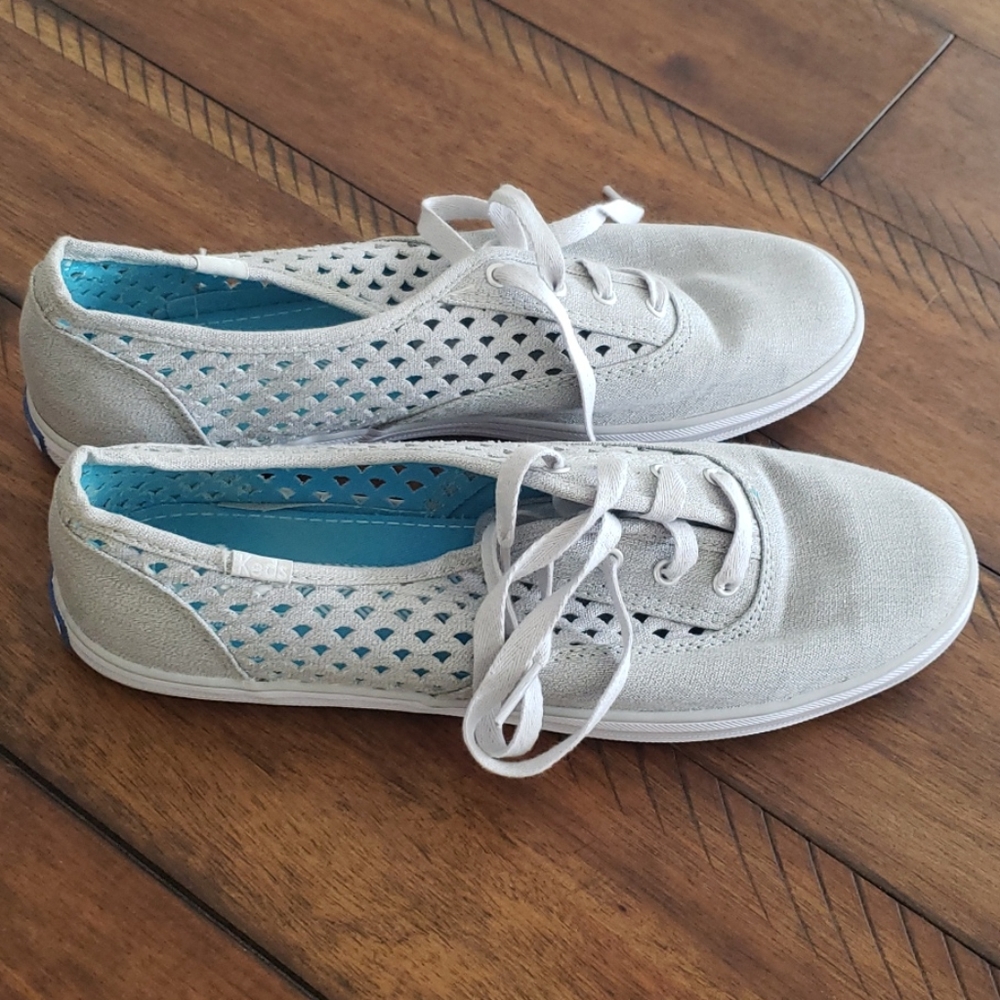 Gray cutout keds